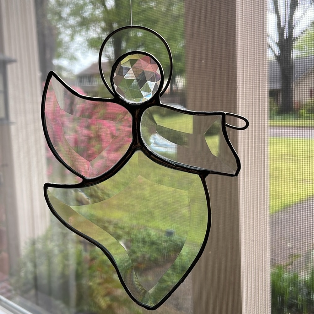 Vintage crystal glass angel suncatcher